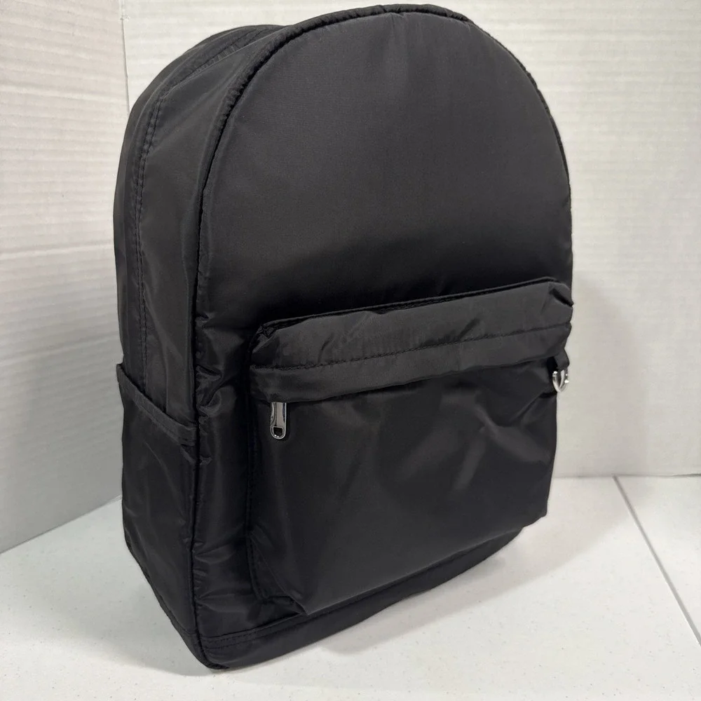Wild Fable Black Solid Backpack with Front Zip Pocket, Zip Closure, Unisex